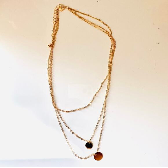 NEW NORDSTROM REVOLVE Gold Disc Multi Strand Layering Choker Necklace Jewelry - Picture 2 of 7